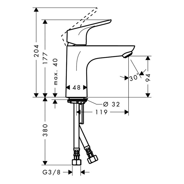Bateria umywalkowa 100, DN15 Hansgrohe Focus z opcją Cool Start- sanitbuy.pl