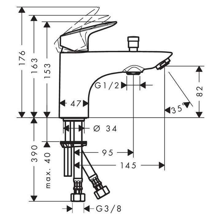 Bateria wannowa Hansgrohe Logis jednouchwytowa Monotrou- sanitbuy.pl