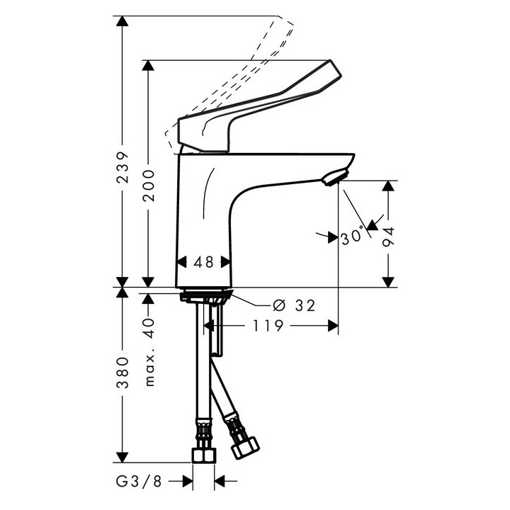 Bateria umywalkowa 1-uchwytowa Hansgrohe Focus Care 70 wys. 197 mm, chrom, bez kompletu odpływowego- sanitbuy.pl