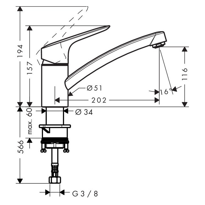 Bateria kuchenna 1-uchwytowa Hansgrohe Logis 160 CoolStart Eco wys. 271 mm, chrom- sanitbuy.pl