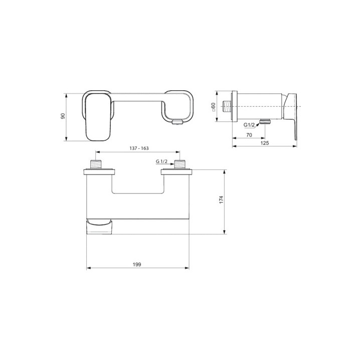 Bateria wannowa Ideal Standard Tonic II ścienna, dł. 175 mm, chrom- sanitbuy.pl