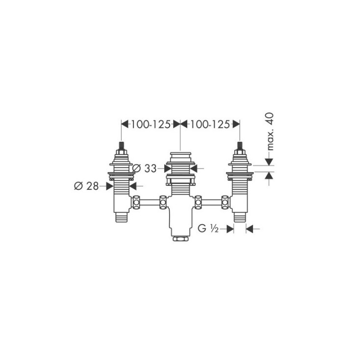 Zestaw podstawowy Hansgrohe do baterii 3-otworowej do montażu na brzegu wanny, element wewnętrzy- sanitbuy.pl