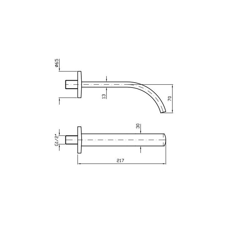 Wylewka wannowa Zucchetti Isyfresh naścienna, dł. 217 mm, chrom- sanitbuy.pl