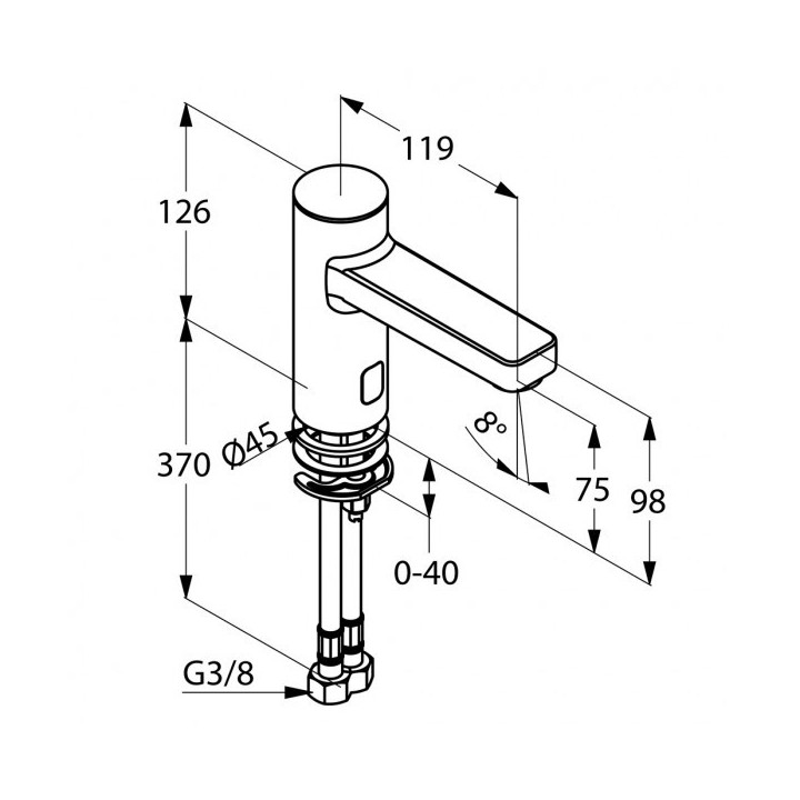 Bateria umywalkowa elektroniczna Kludi Zenta stojąca, wys. 126 mm, chrom- sanitbuy.pl