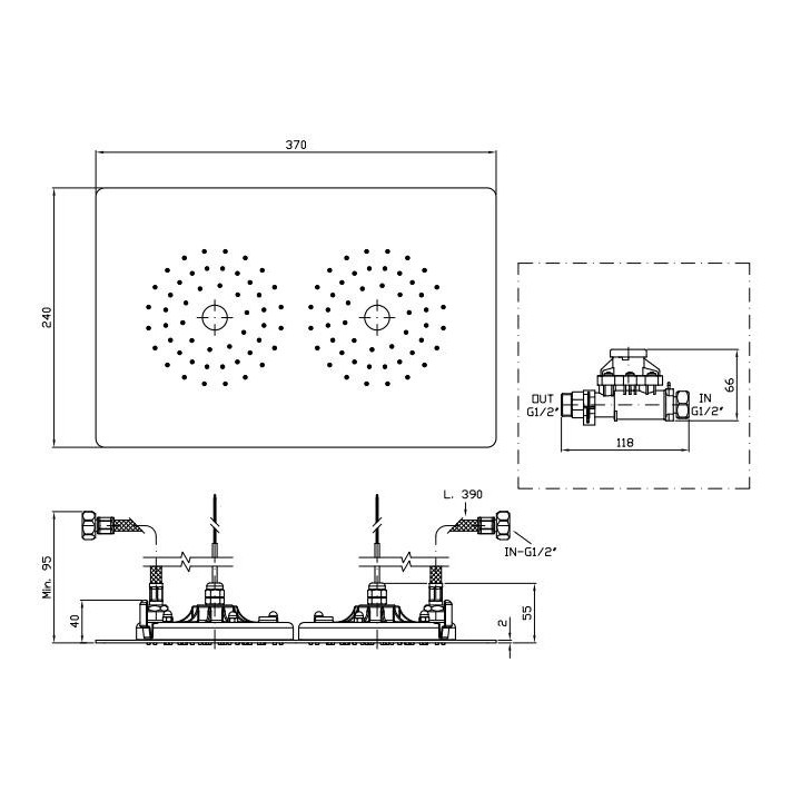 Deszczownica z oświetleniem centralnym Zucchetti Isyshower sufitowa, bok: 170 mm, chrom, samozasilająca- sanitbuy.pl