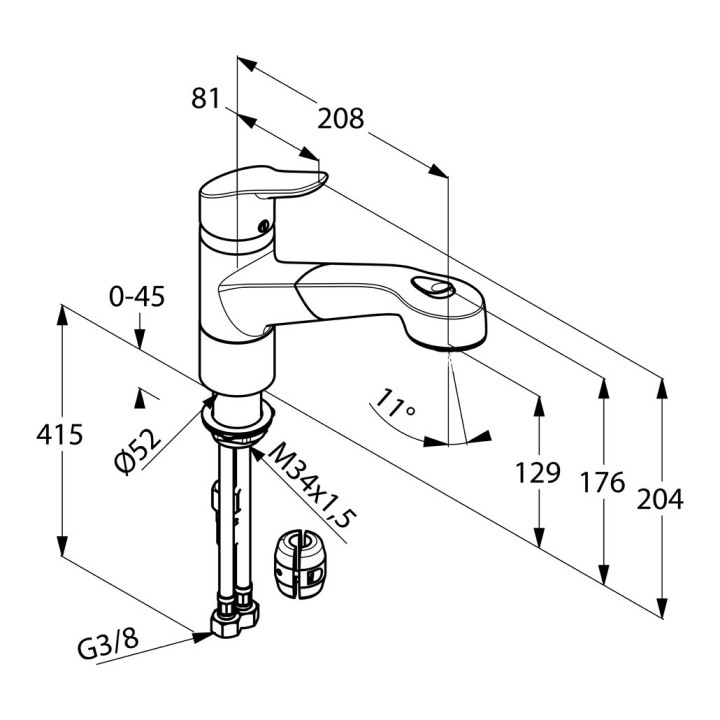 Bateria kuchenna Kludi Objekta stojąca, wys. 204 mm, chrom- sanitbuy.pl