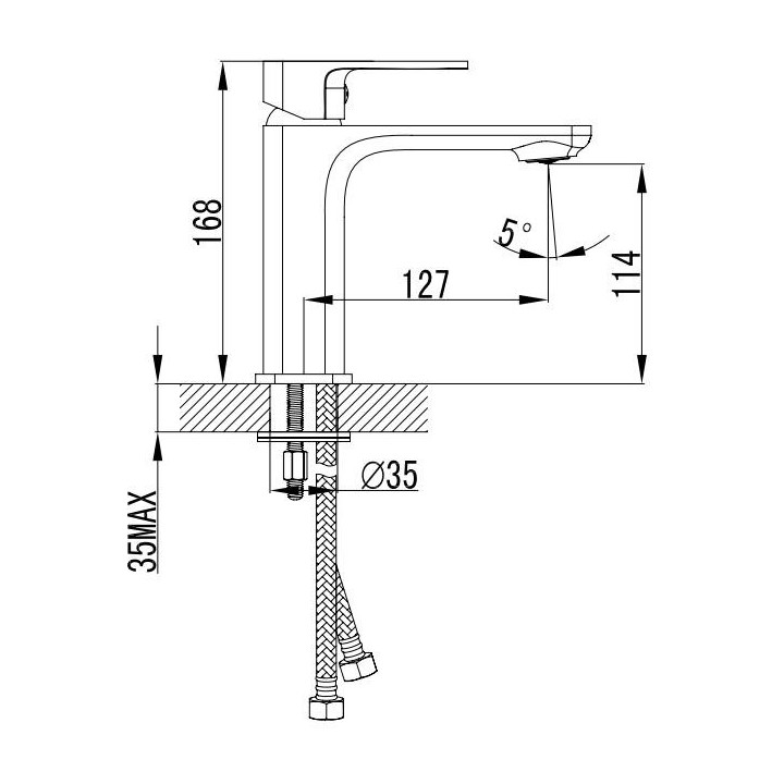 Bateria umywalkowa Omnires Apure stojąca, chrom, wys. 168 mm- sanitbuy.pl