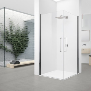 Kabina dwuskrzydłowa Novellini Youbg 2.0 2G narożna,  zakres regulacji 77-79 cm, profil chrom, szkło przeźroczyste- sanitbuy.pl