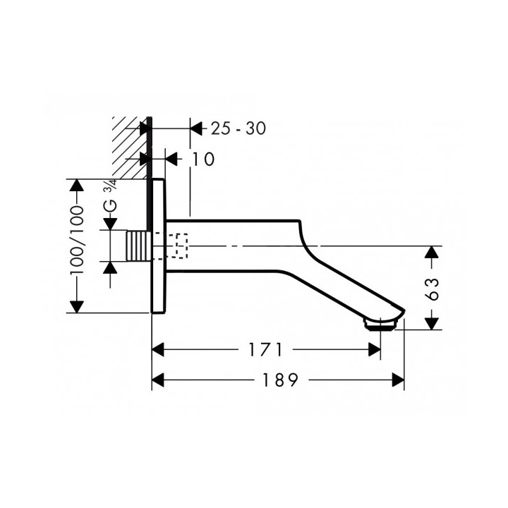 Wylewka wannowa Axor Urquiola ścienna dł. 171 mm- sanitbuy.pl