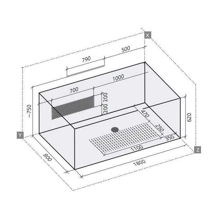 Wanna prostokątna Ruben Kendo biała, 180 x 80 x 45 cm, system hydromasażu Ajax- sanitbuy.pl