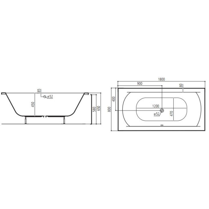Wanna prostokątna Ruben Kendo biała, 180 x 80 x 45 cm, system hydromasażu Rexus Champagne- sanitbuy.pl