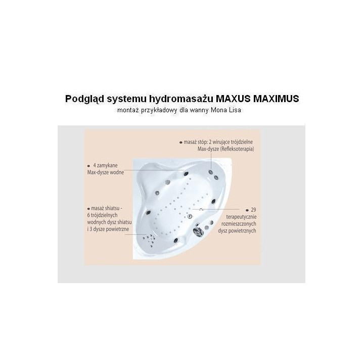 Wanna prostokątna Ruben Kendo biała, 180 x 80 x 45 cm, system hydromasażu Rexus Champagne- sanitbuy.pl