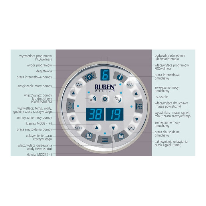 Wanna owalna Ruben Love 150 x 150 cm, biała, system hydromasażu Maxus Maximus- sanitbuy.pl