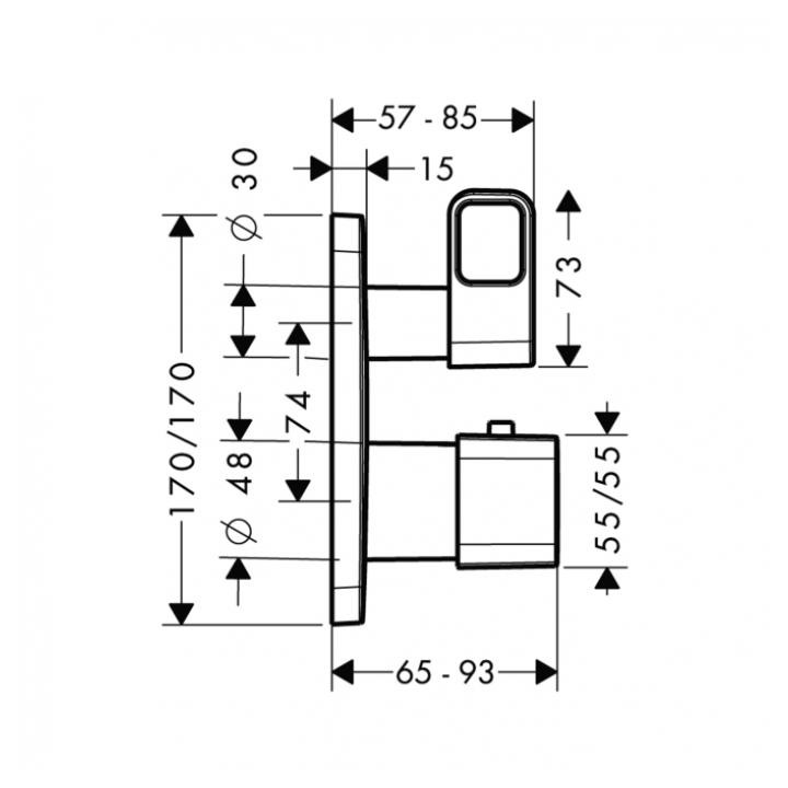 Bateria Axor Urquiola termostatyczna podtynkowa z zaworem odcinająco-przełączającym, element zewnętrzny- sanitbuy.pl
