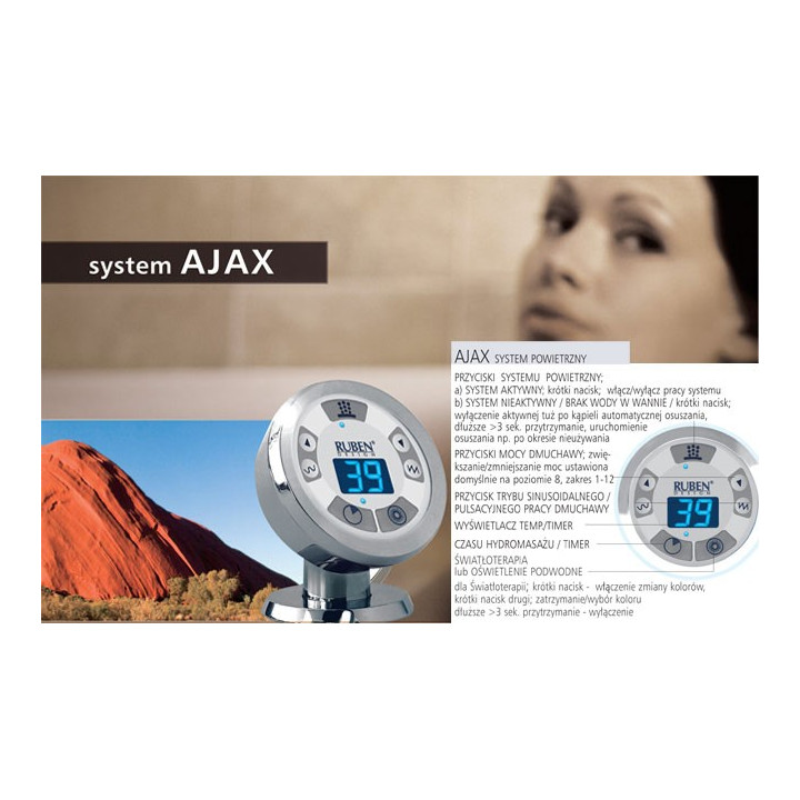 Wanna narożna Ruben Mona Lisa 136 x 136 x 42 cm, biała, system hydromasażu Kenzo- sanitbuy.pl