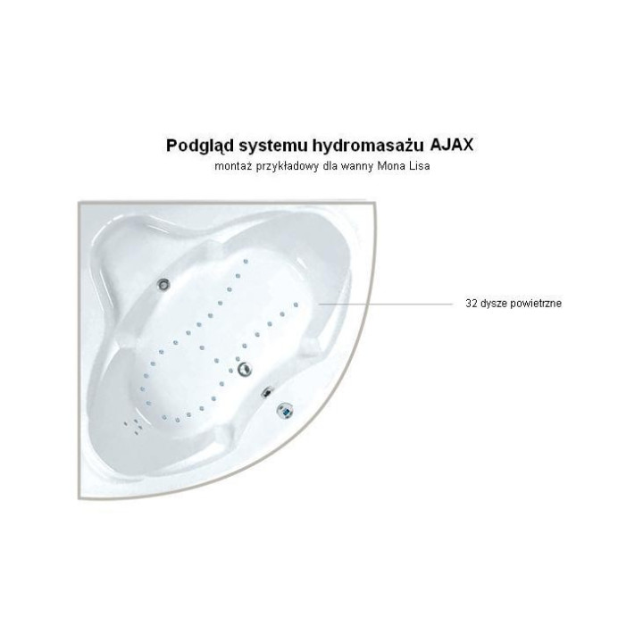 Wanna narożna Ruben Mona Lisa 136 x 136 x 42 cm, biała, system hydromasażu Kenzo- sanitbuy.pl