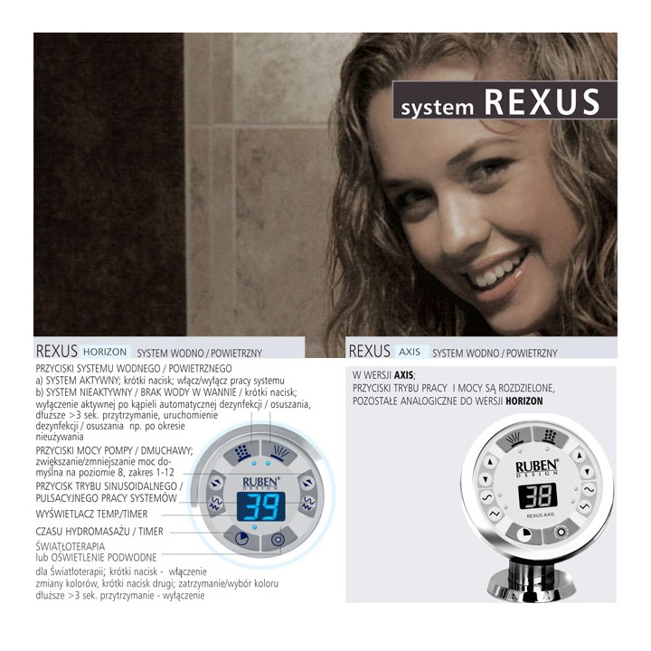 Wanna narożna Ruben Mona Lisa 136 x 136 x 42 cm, biała, system hydromasażu Neos- sanitbuy.pl