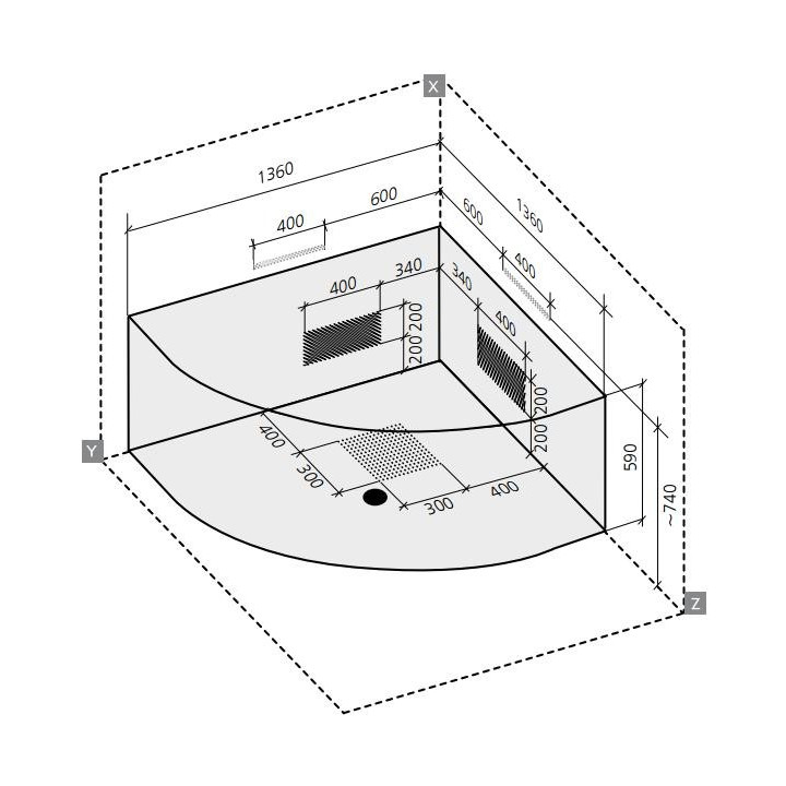 Wanna narożna Ruben Mona Lisa 136 x 136 x 42 cm, biała, system hydromasażu Rexus Champagne- sanitbuy.pl