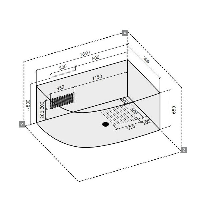 Wanna narożna Ruben Perla 165 x 90 x 48 cm, biała, lewa/prawa, system hydromasażu Rexus- sanitbuy.pl
