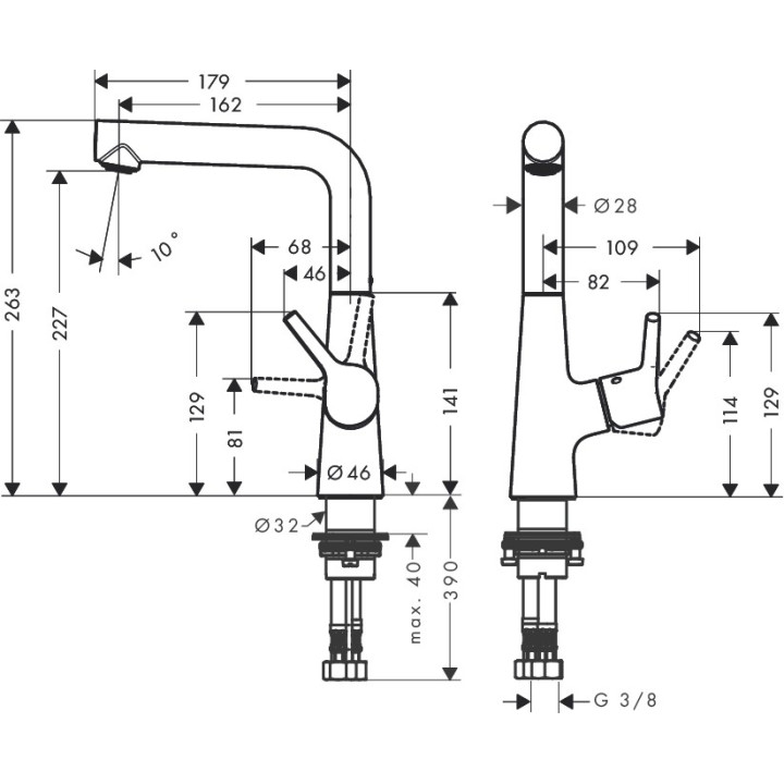 Jednouchwytowa bateria umywalkowa Hansgrohe Talis S 210 z obrotową wylewką 120°, z kompletem odpływowym, DN15, chrom- sanitbuy.p