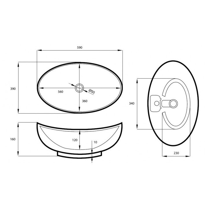 Umywalka nablatowa Massi OTYLA 59 x 39 x 16 cm, biała, bez otworu na baterię- sanitbuy.pl