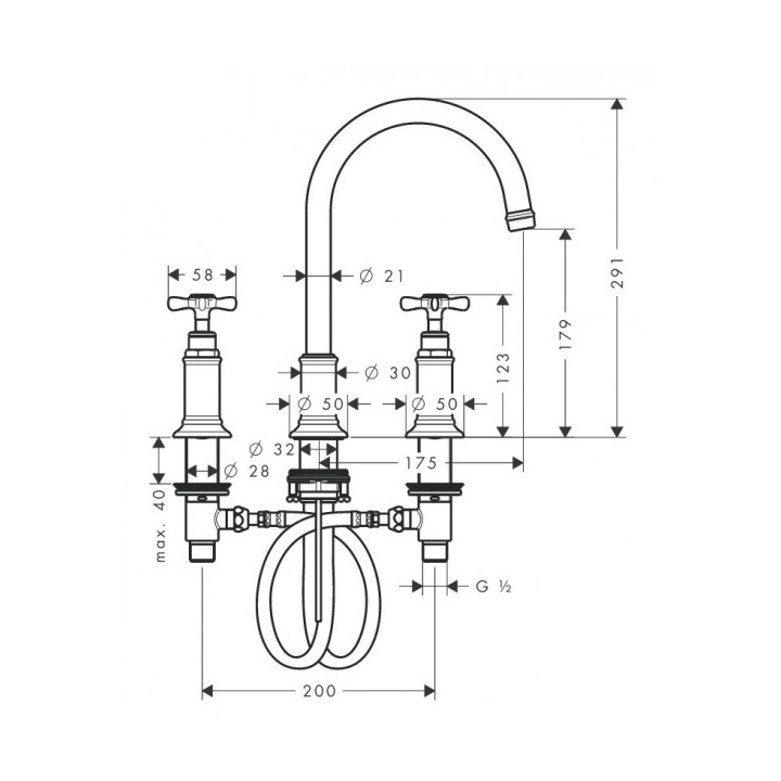 Bateria umywalkowa 3-otworowa Axor Montreux- sanitbuy.pl