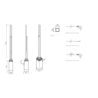 Grzałka Terma One o profilu D, Prawa, moc 120 W - biała- sanitbuy.pl