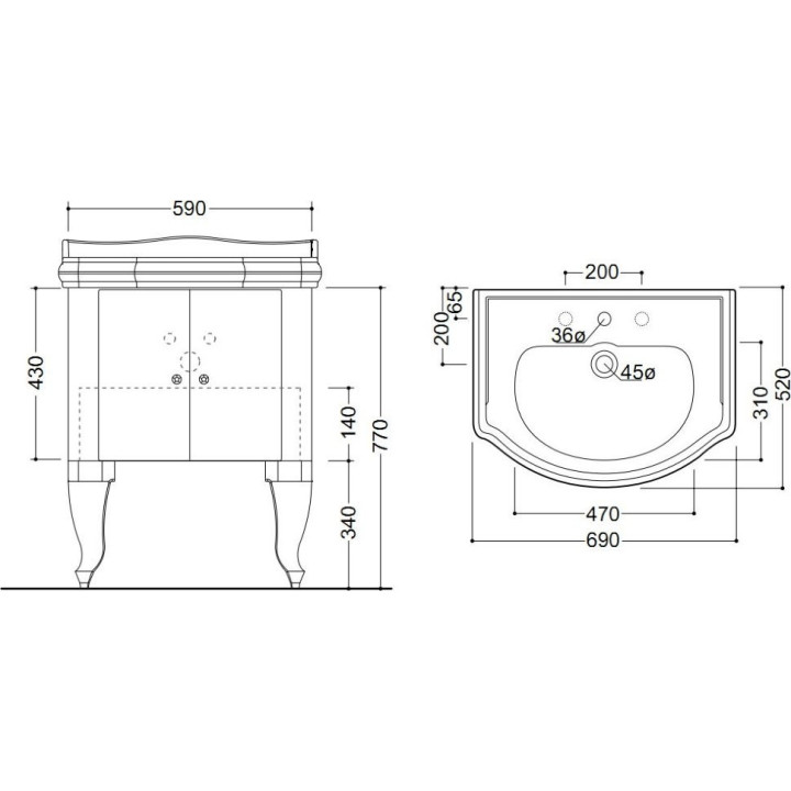 Szafka podumywalkowa Kerasan Retro biały połysk, 69 x 52 cm- sanitbuy.pl