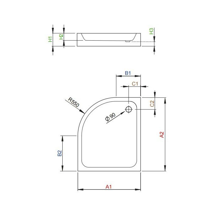 Brodzik akrylowy Radaway Siros e Compact 80x90 cm półokrągły asymetryczny- sanitbuy.pl