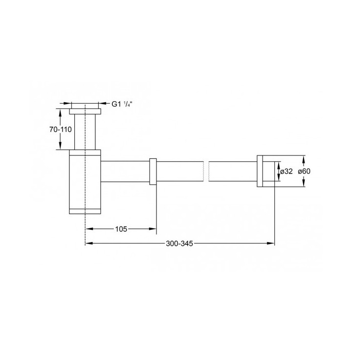 Syfon Steinberg Triple One umywalkowy, dł. 30 - 34,5 cm, chrom- sanitbuy.pl