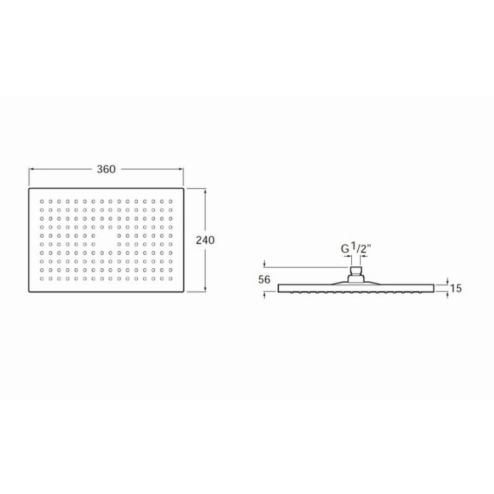 Deszczownica prostokątna Roca Rainsense ABS chrom, 360 x 240 mm- sanitbuy.pl