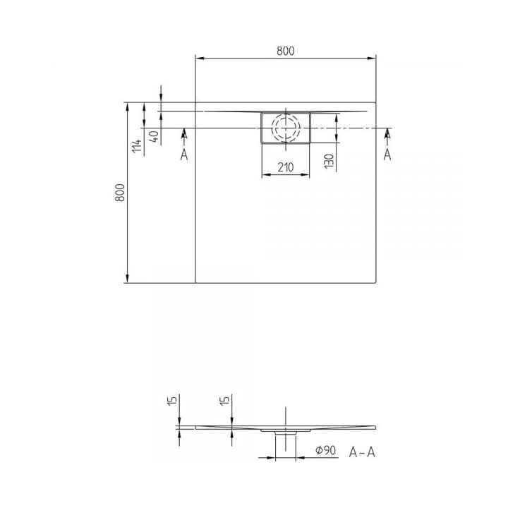 Brodzik kwadratowy Villeroy & Boch 80 x 80 cm, biały alpejski, MetalRim- sanitbuy.pl