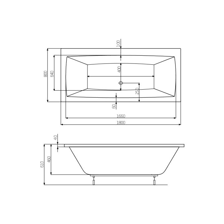 Wanna prostokątna Roca Easy biała, akrylowa, 170 x 75 cm, regulowane nóżki- sanitbuy.pl