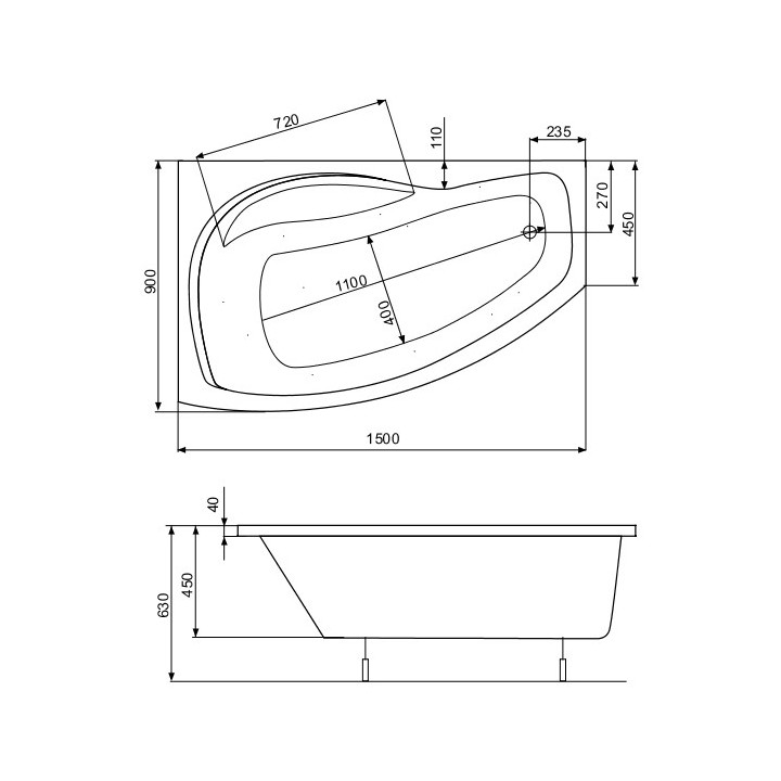 Wanna narożna asymetryczna Roca Nicole lewa, biała, akrylowa, 140 x 75 cm, nóżki w zestawie- sanitbuy.pl