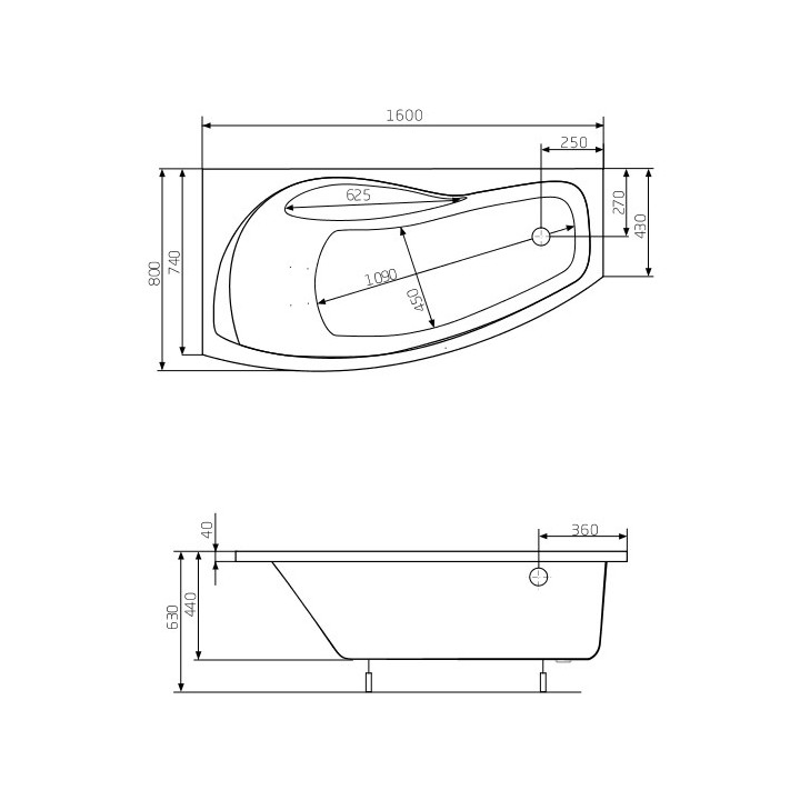 Wanna narożna asymetryczna Roca Nicole lewa, biała, akrylowa, 150 x 90 cm, nóżki w zestawie- sanitbuy.pl
