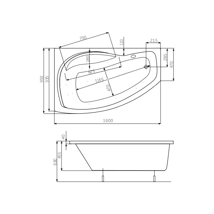 Wanna narożna asymetryczna Roca Nicole lewa, biała, akrylowa, 160 x 80 cm, nóżki w zestawie- sanitbuy.pl