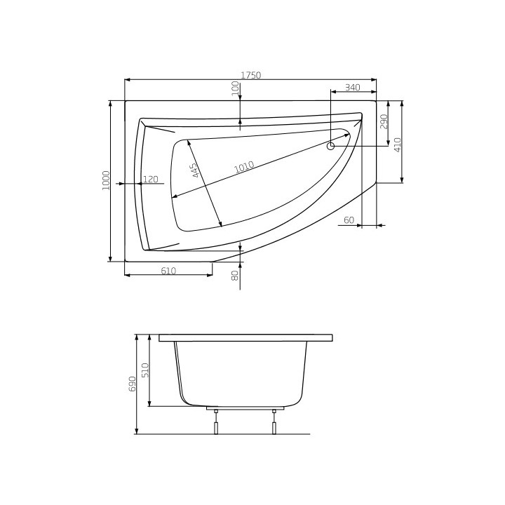 Wanna narożna asymetryczna Roca Easy lewa, biała, akrylowa, 160 x 90 cm, nóżki w zestawie- sanitbuy.pl