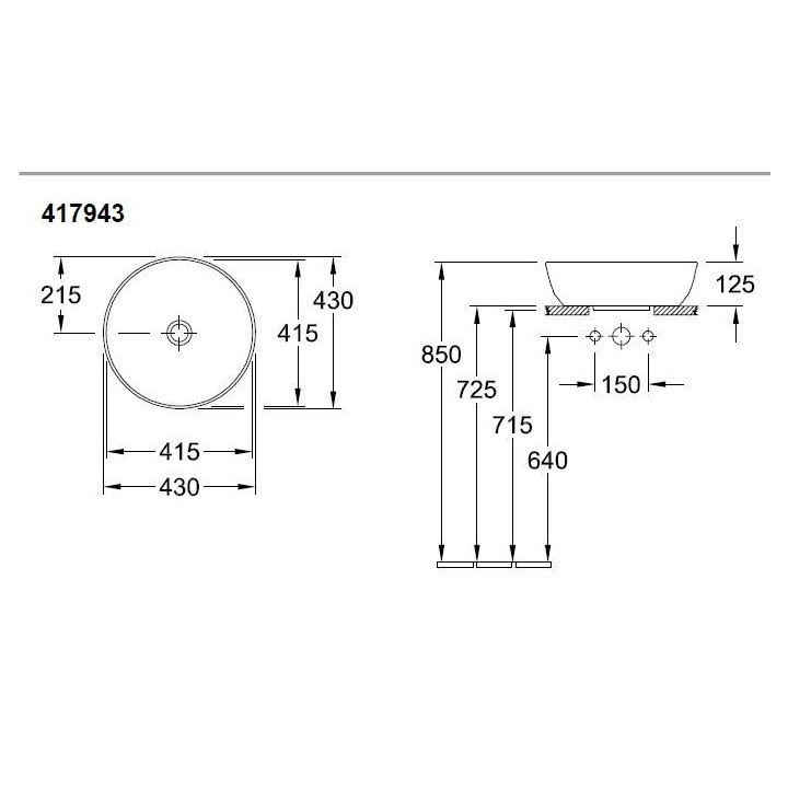 Umywalka Villeroy&Boch Artis stawiana na blacie, śr. 43 cm, Weiss Alpin- sanitbuy.pl