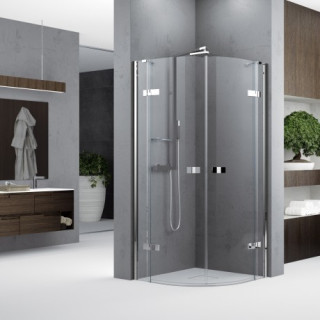 Kabina narożna Novellini Gala 80 kwadratowa, drzwi z elementem stałym i ścianka boczną, zakres regulacji 76-78,5 cm,  profil chr