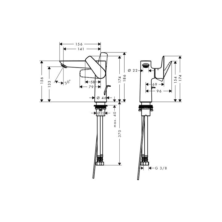 Bateria umywalkowa Hansgrohe Talis E 150, jednouchwytowa, bez kompletu odpływowego, DN 15, chrom- sanitbuy.pl