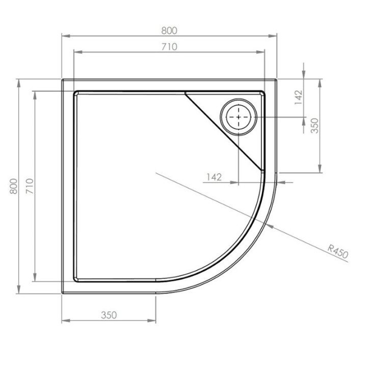 Brodzik akrylowy Roca Malaga Medio R-45 Flat 80 x 80 x 7,5 cm, biały- sanitbuy.pl
