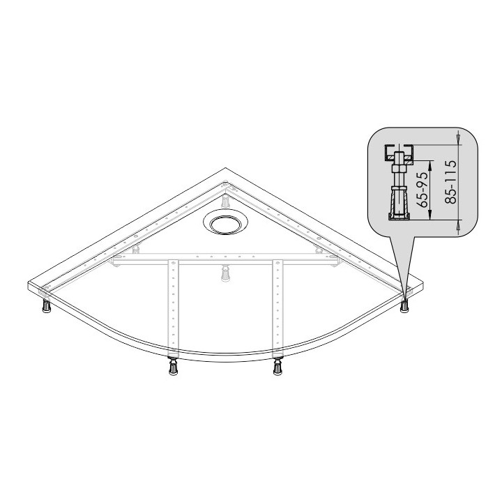 Stelaż do brodzika Sanplast STS-088 wys. 85 - 115 mm- sanitbuy.pl