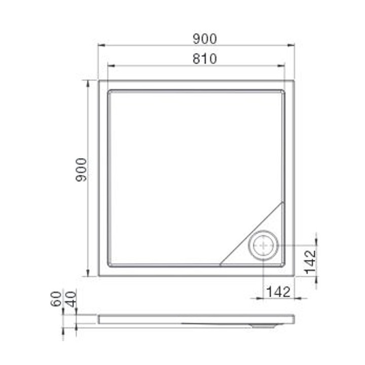 Brodzik kwadratowy, akrylowy Roca Malaga Square Flat 80 x 80 x 7,5 cm, biały - sanitbuy.pl