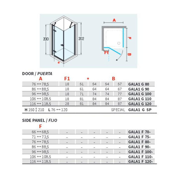 Drzwi dwuczęściowe Novellini Gala G+F drzwi szer. 86 - 88,5 cm, lewe, przezroczyste, chrom- sanitbuy.pl