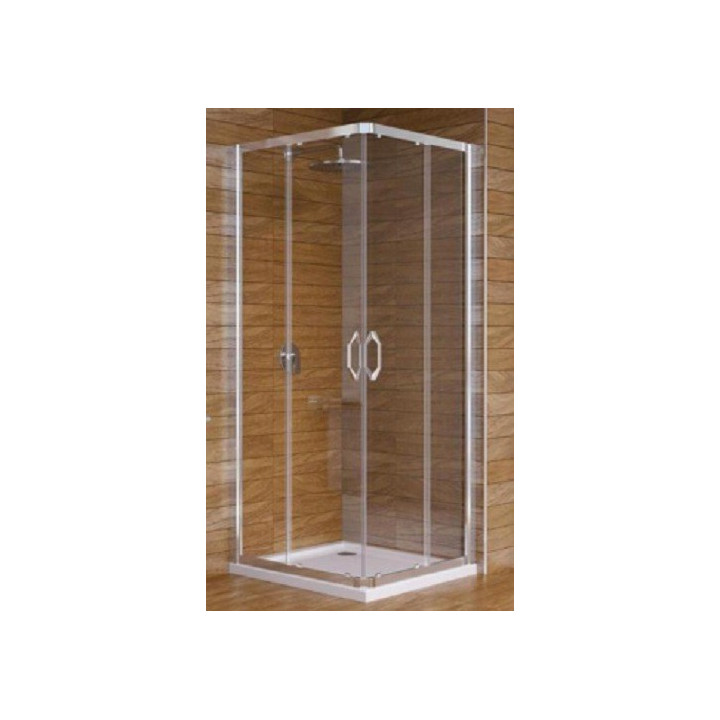 Kabina narożna Hüppe ena 2.0 drzwi suwane 2-częściowe, srebrny połysk, przezroczyste Anti-Plaque- sanitbuy.pl