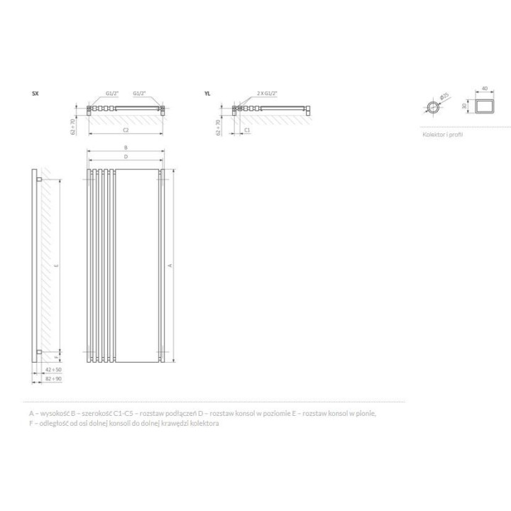 Grzejnik Terma Triga AW 170x43 cm - biały/ kolor- sanitbuy.pl