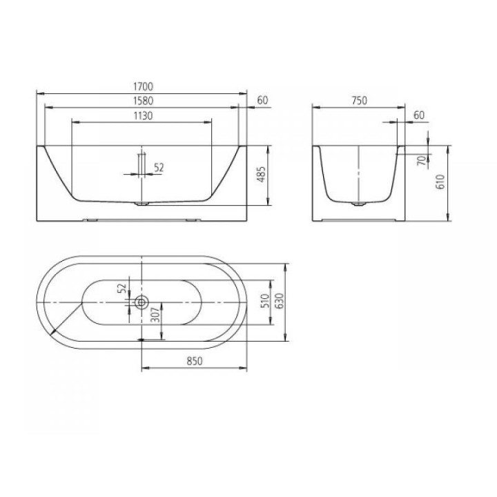 Wanna przyścienna Kaldewei Meisterstück Centro Duo 2 biała, 170 x 75 x 47 cm, powierzchnia uszlachetniona- sanitbuy.pl
