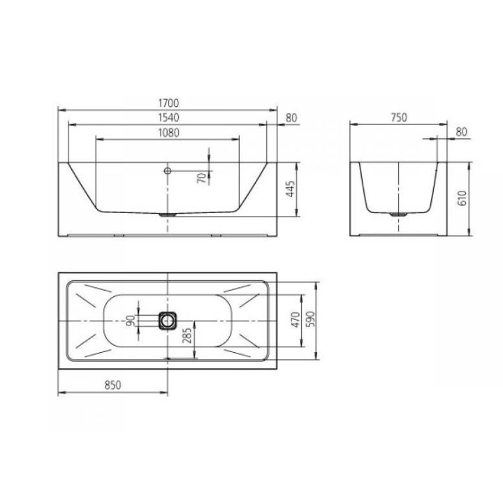 Wanna wolnostojąca, owalna Kaldewei Meisterstück Centro Duo Oval biała, 170 x 75 x 47 cm, pow. uszlachetniona, funkcja napełnian