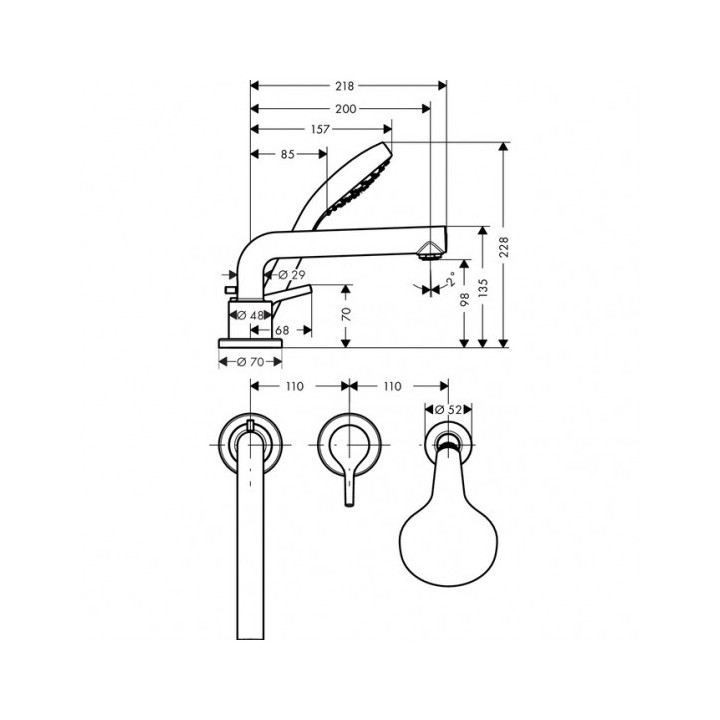 Bateria wannowa Hansgrohe Talis S, 3-otworowa, do montażu na brzegu wanny, DN15, chrom- sanitbuy.pl
