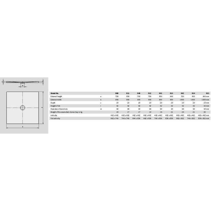 Brodzik prostokątny Kaldewei Scona 90 x 70 x 3,2 cm, biała, rama montażowa FR/ESR II - sanitbuy.pl
